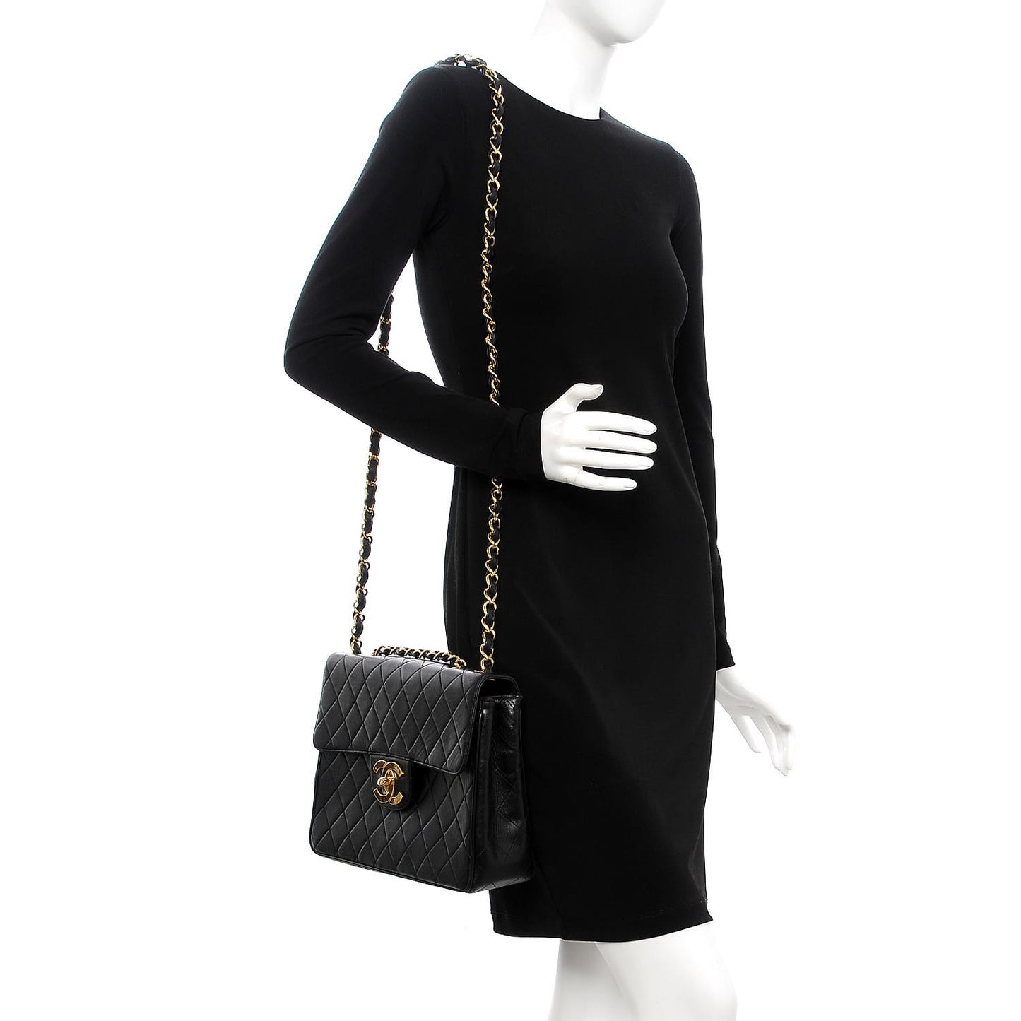 Lambskin Quilted Jumbo Single Flap Black