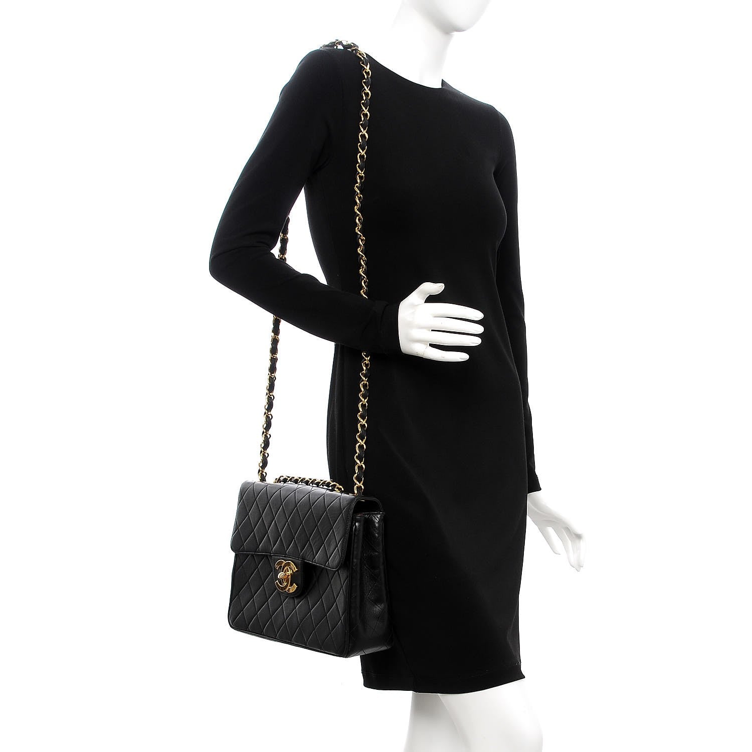 Chanel Lambskin Quilted Jumbo Single Flap Black 2 of 11