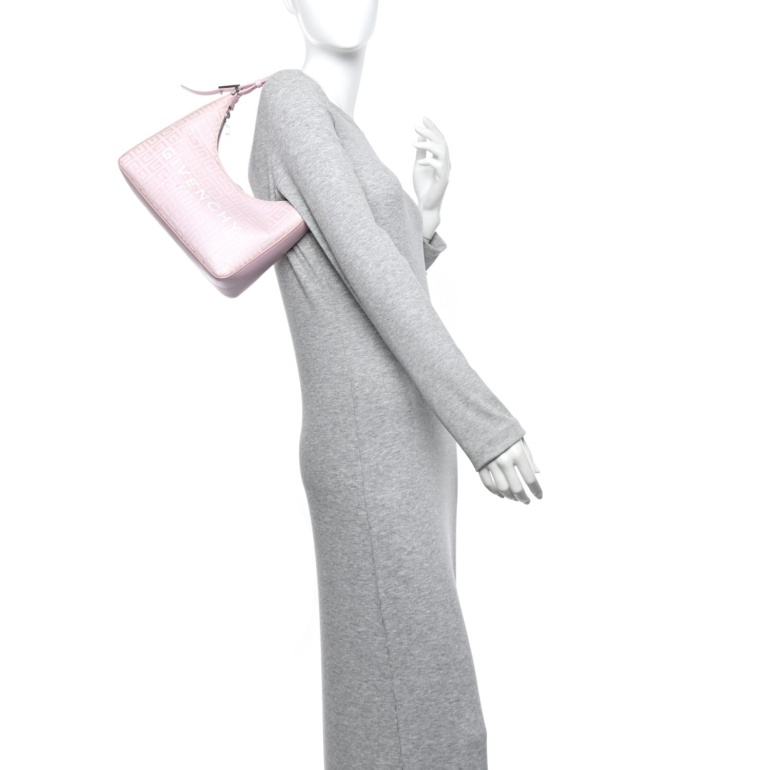 Givenchy Coated Canvas Logo 4G Embossed Small Moon Cut Out Shoulder Bag Blossom Pink 2 of 13