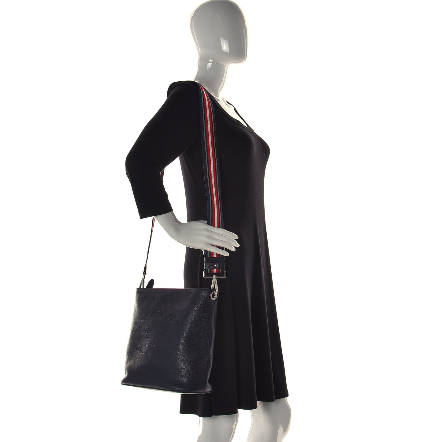 Vitello Daino Logo Crossbody Bag Baltico