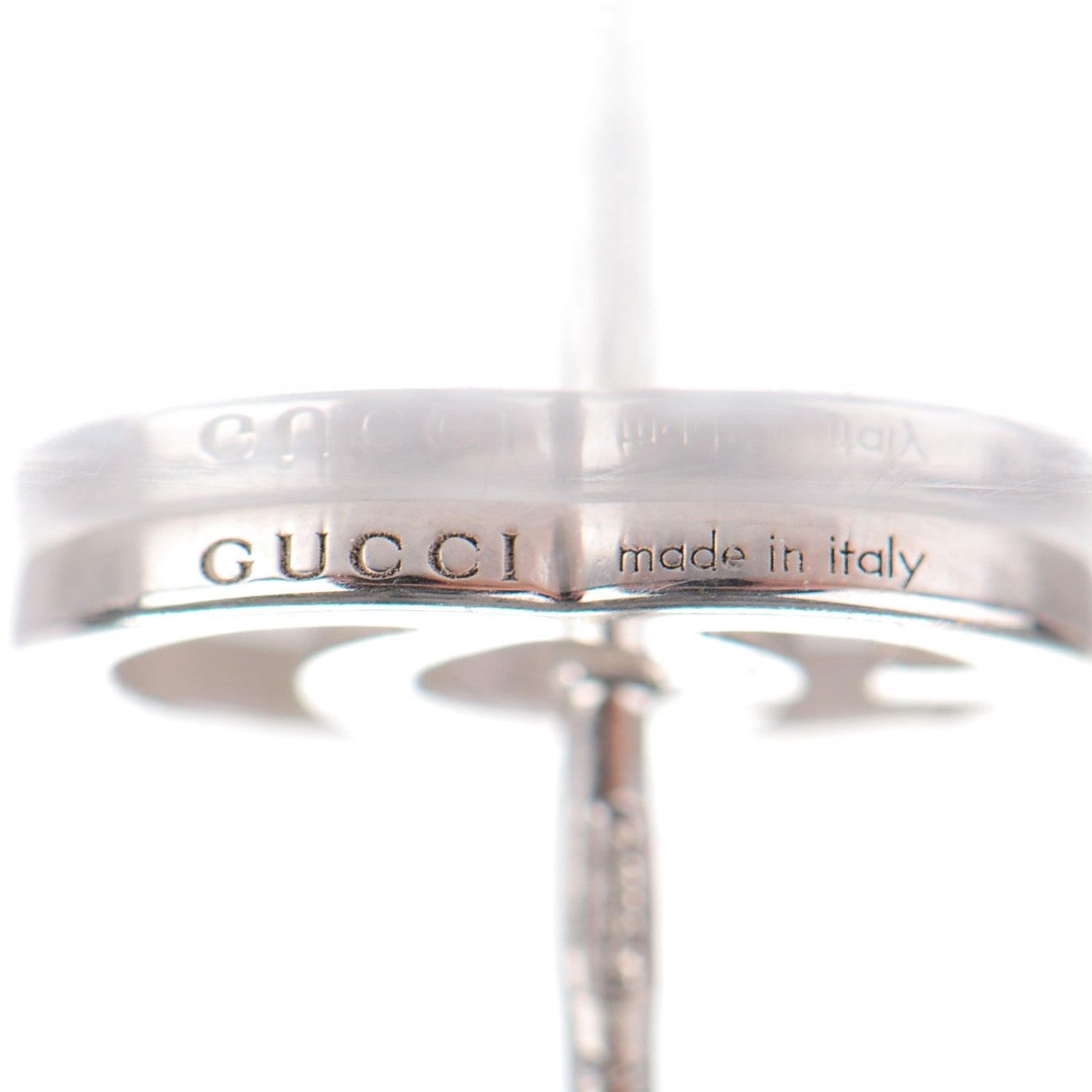 Gucci 18K White Gold GG Tissue Stud Earrings 4 of 5