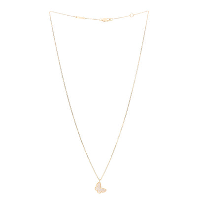 Van Cleef & Arpels 18K Yellow Gold Mother of Pearl Sweet Alhambra Butterfly Pendant Necklace 2 of 6