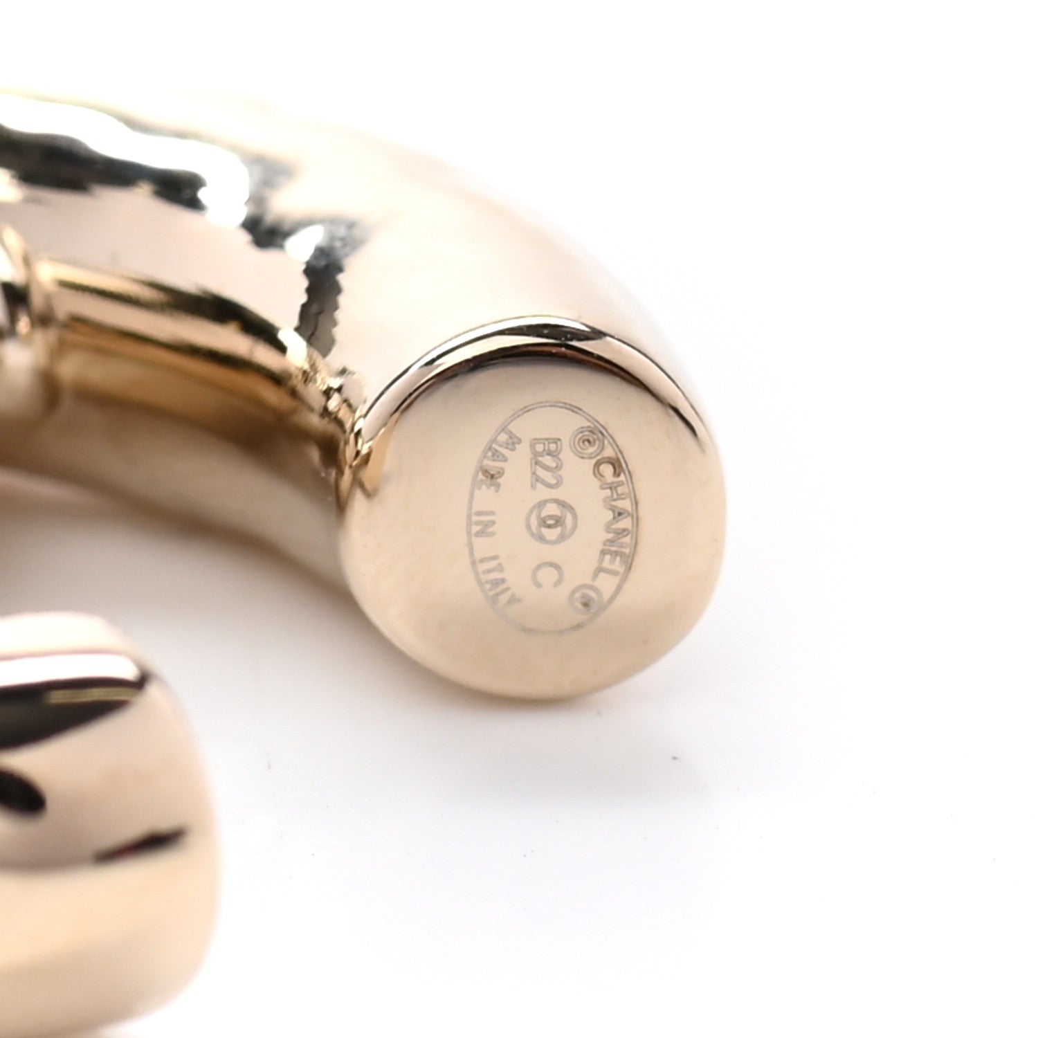 Chanel Metal Large CC Earrings Light Gold 4 of 4
