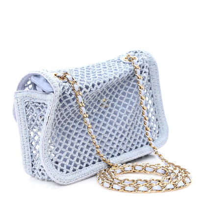 Chanel Mesh Macrame Small Flap Bag  Light Blue 4 of 10