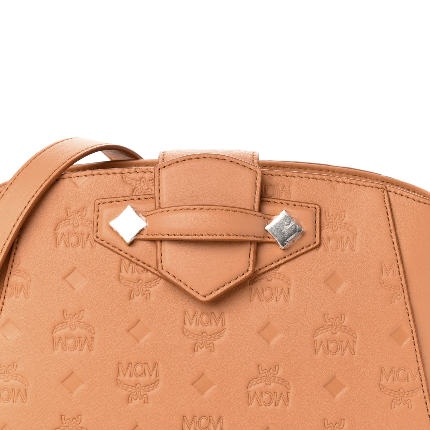 MCM Calfskin Ottomar Monogram Essential Crossbody Bag Sandstone 9 of 9