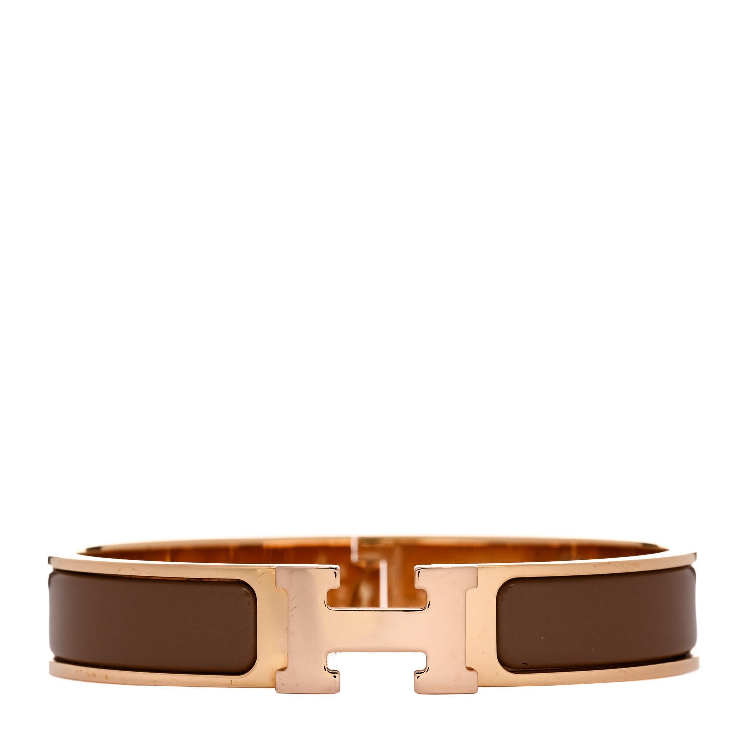 Hermes Enamel Narrow Clic Clac H Bracelet GM Chataigne 1 of 5