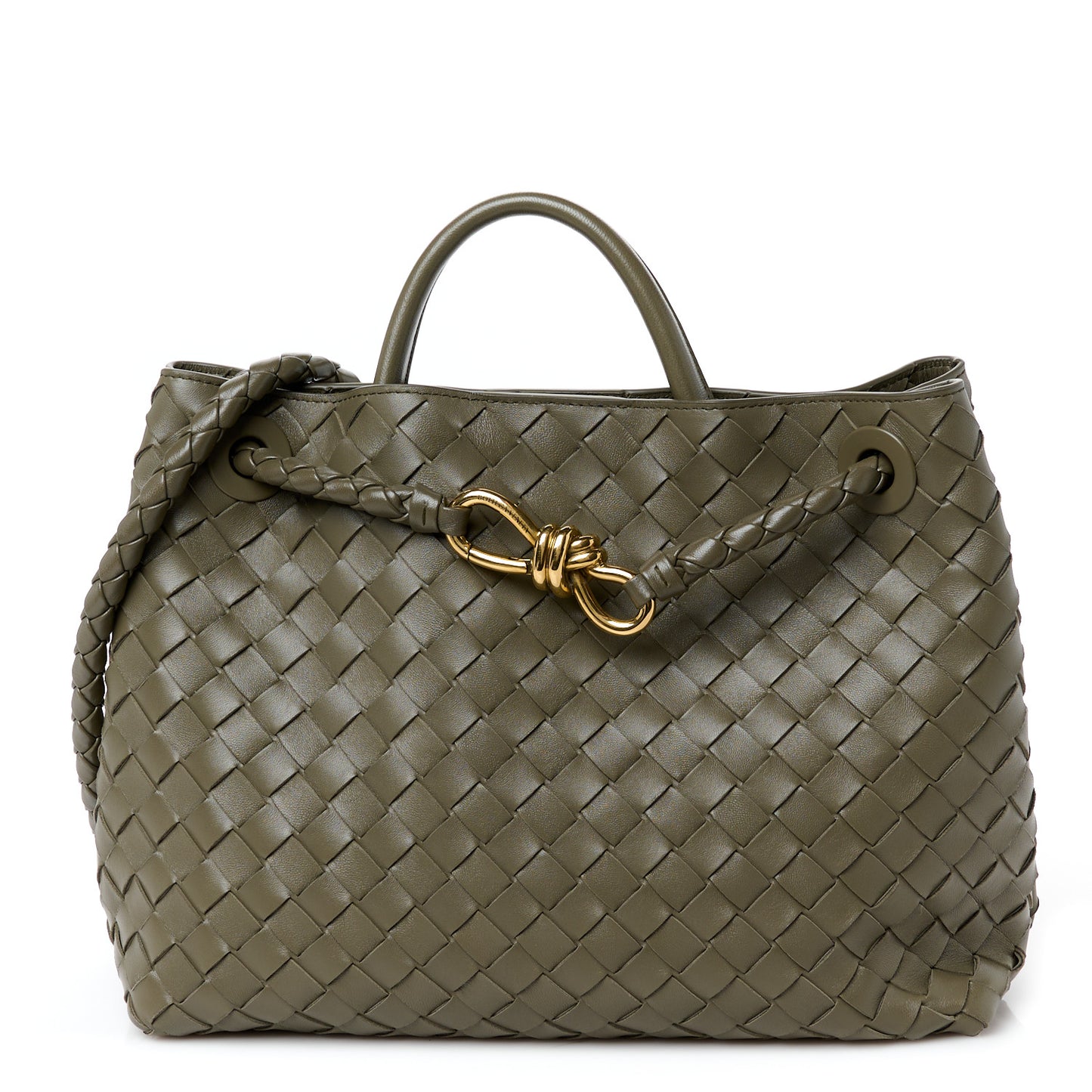 Nappa Intrecciato Medium Andiamo Shoulder Bag Cypress