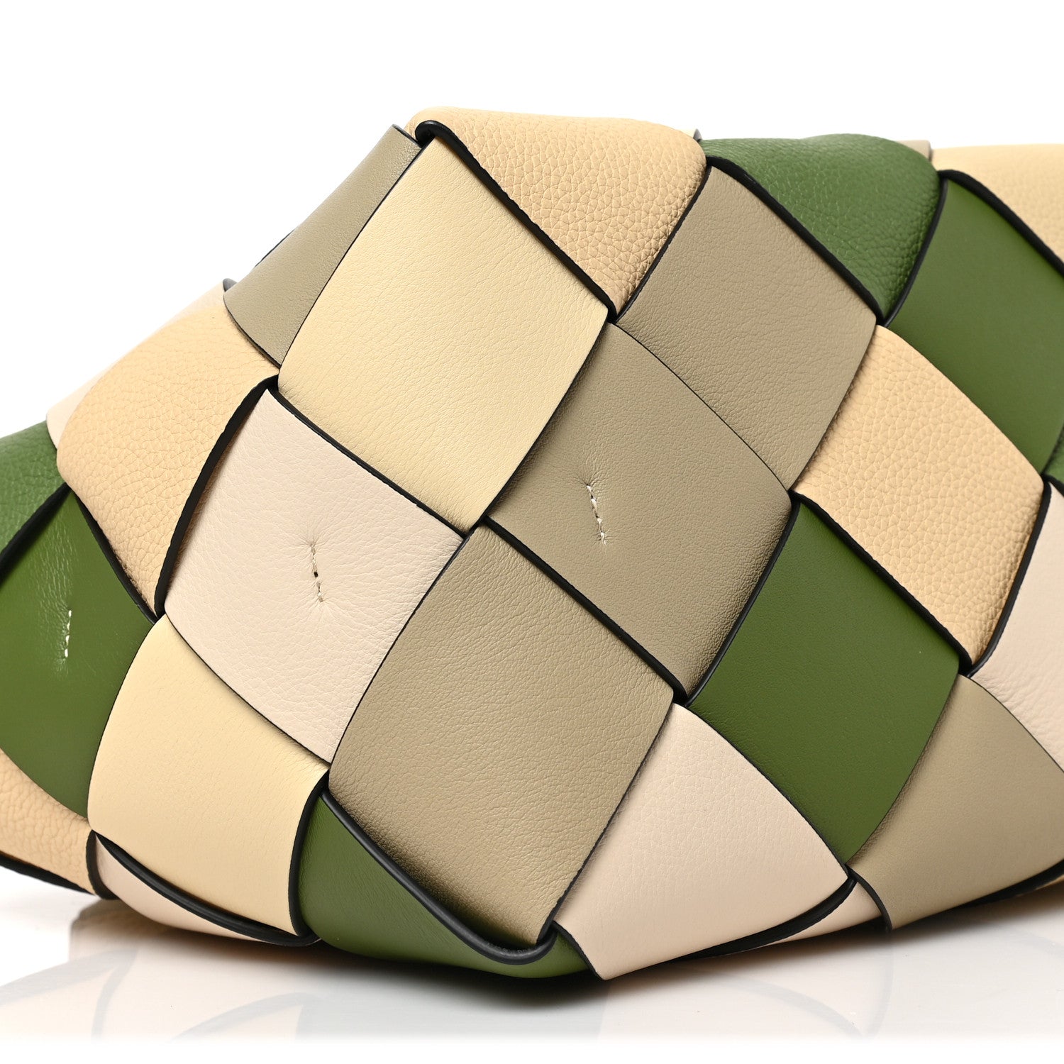 Loewe Calfskin Woven Small The Surplus Collection Basket Bag Avocado Ivory 14 of 19