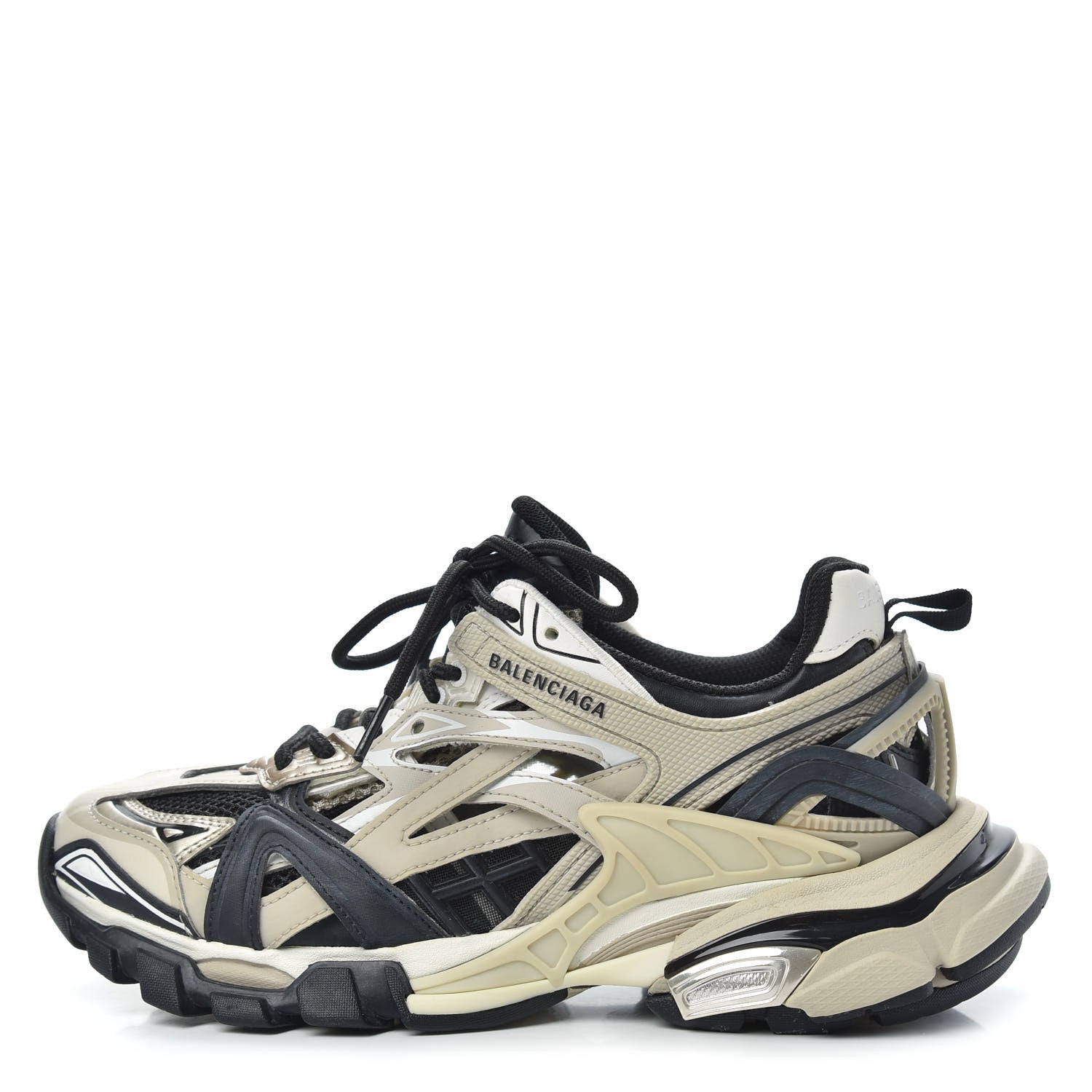 Balenciaga Rubber Mesh Bi-Color Mens Track.2 Open Sneakers 40 Beige Black 1 of 6