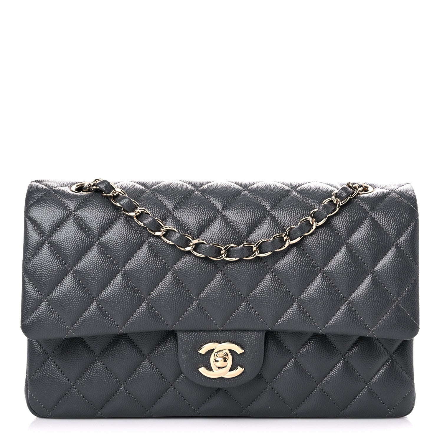 Chanel Caviar Quilted Medium Double Flap Dark Grey 1 of 10