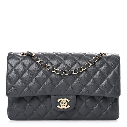 Chanel Caviar Quilted Medium Double Flap Dark Grey 1 of 10