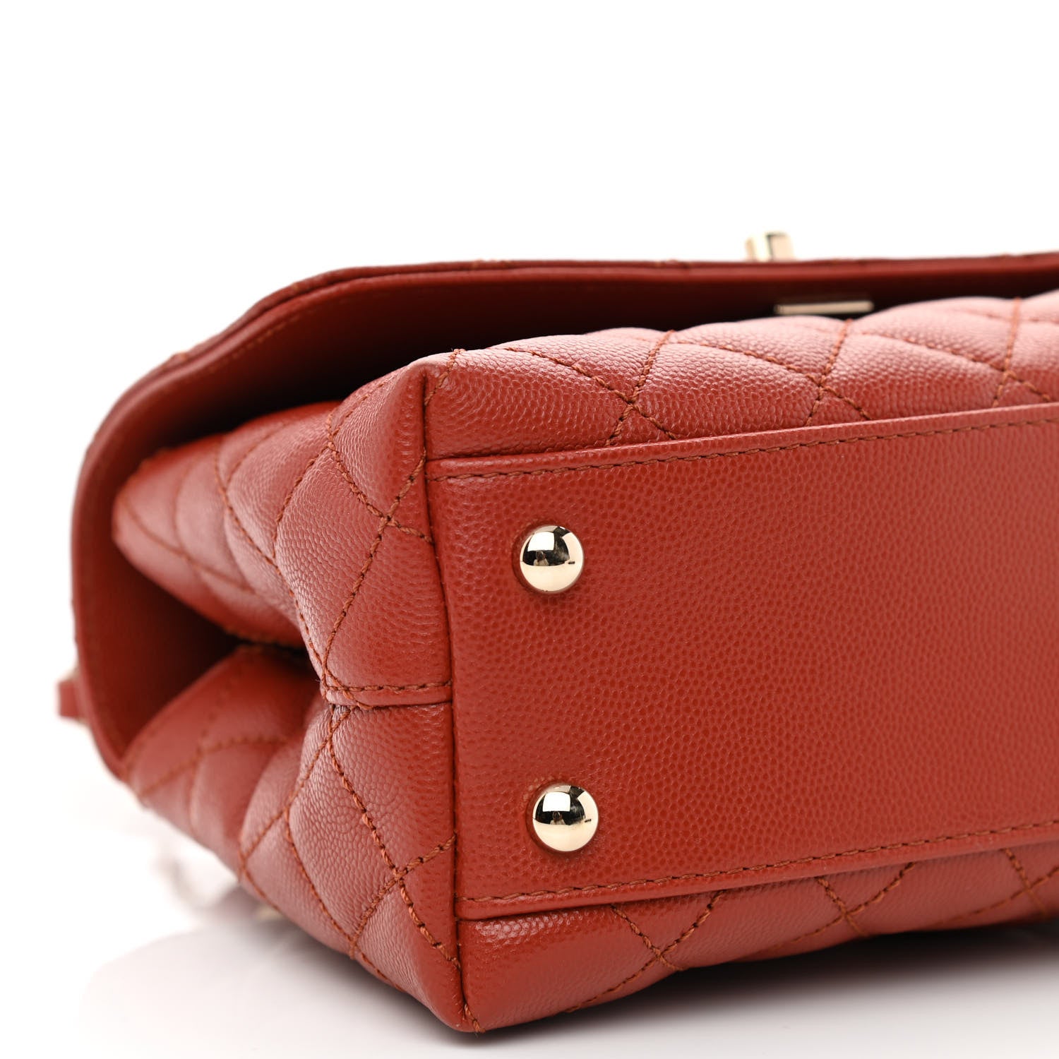 Chanel Caviar Quilted Mini Coco Handle Flap Dark Orange 9 of 10