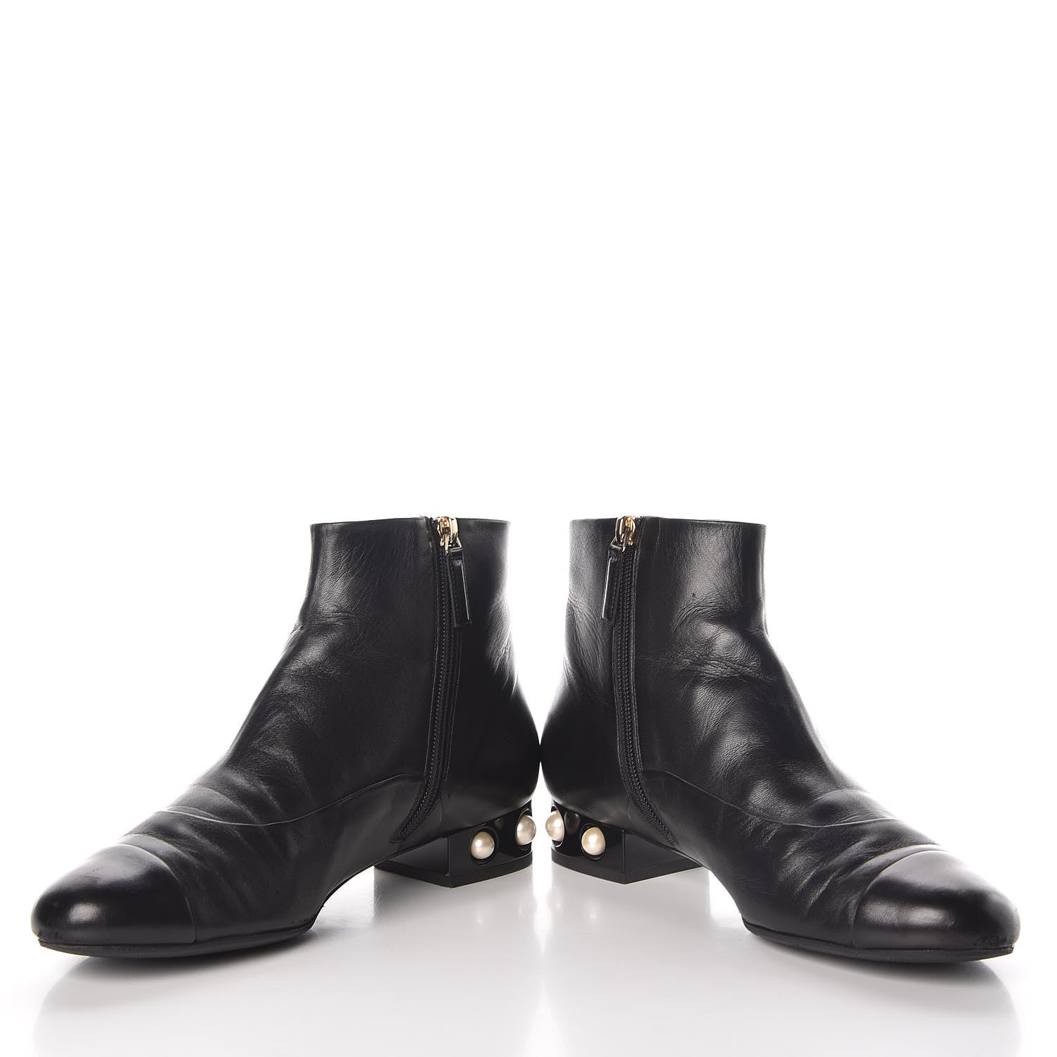 Chanel Lambskin Pearl Short Boots 40 Black 6 of 14
