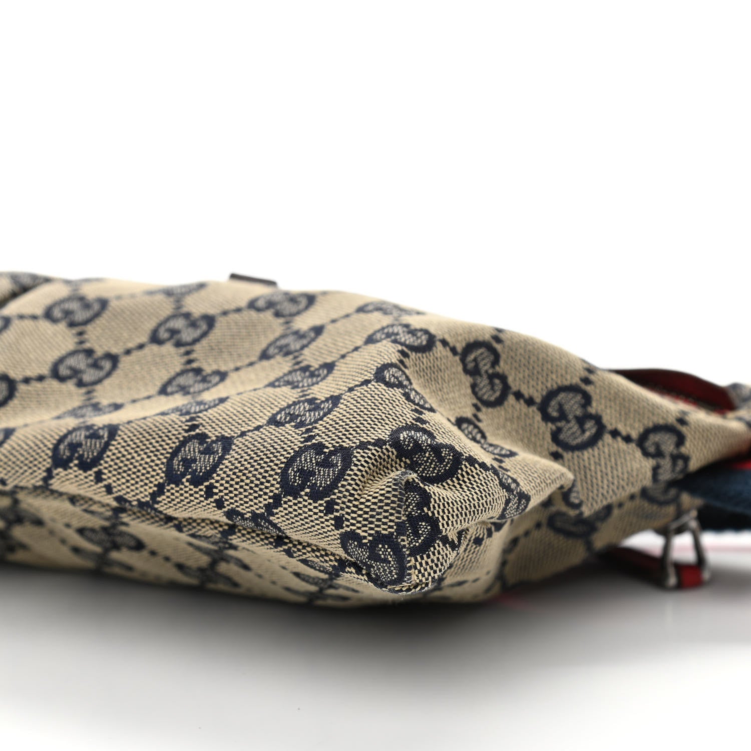 Gucci GG Monogram Web Double Pocket Belt Bag Navy Red 9 of 10