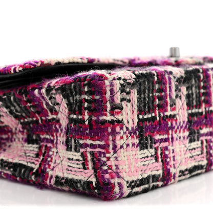 Chanel Tweed Quilted Medium Double Flap Pink Black 9 of 12
