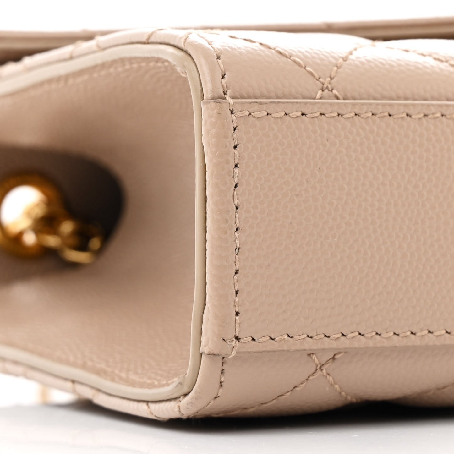 Grain De Poudre Textured Mixed Matelasse Triquilt Small Monogram Satchel Dark Beige