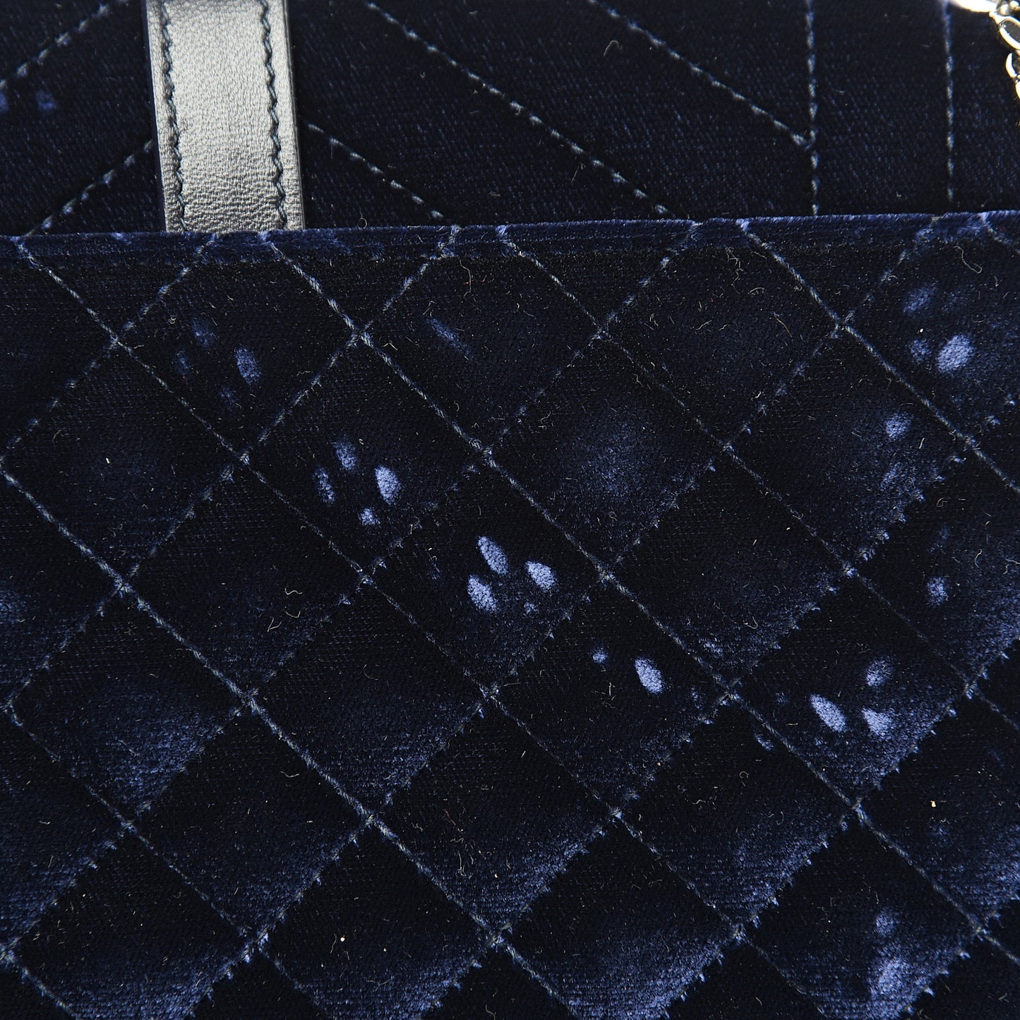Velvet Matelasse Chevron Medium Triquilt Monogram Satchel Navy