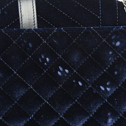Saint Laurent Velvet Matelasse Chevron Medium Triquilt Monogram Satchel Navy 8 of 9