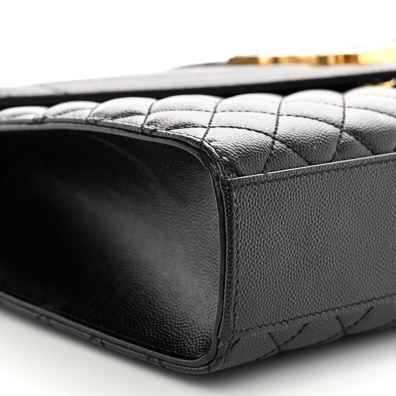 Saint Laurent Grain De Poudre Textured Mixed Matelasse Large Triquilt Monogram Satchel Black 9 of 12