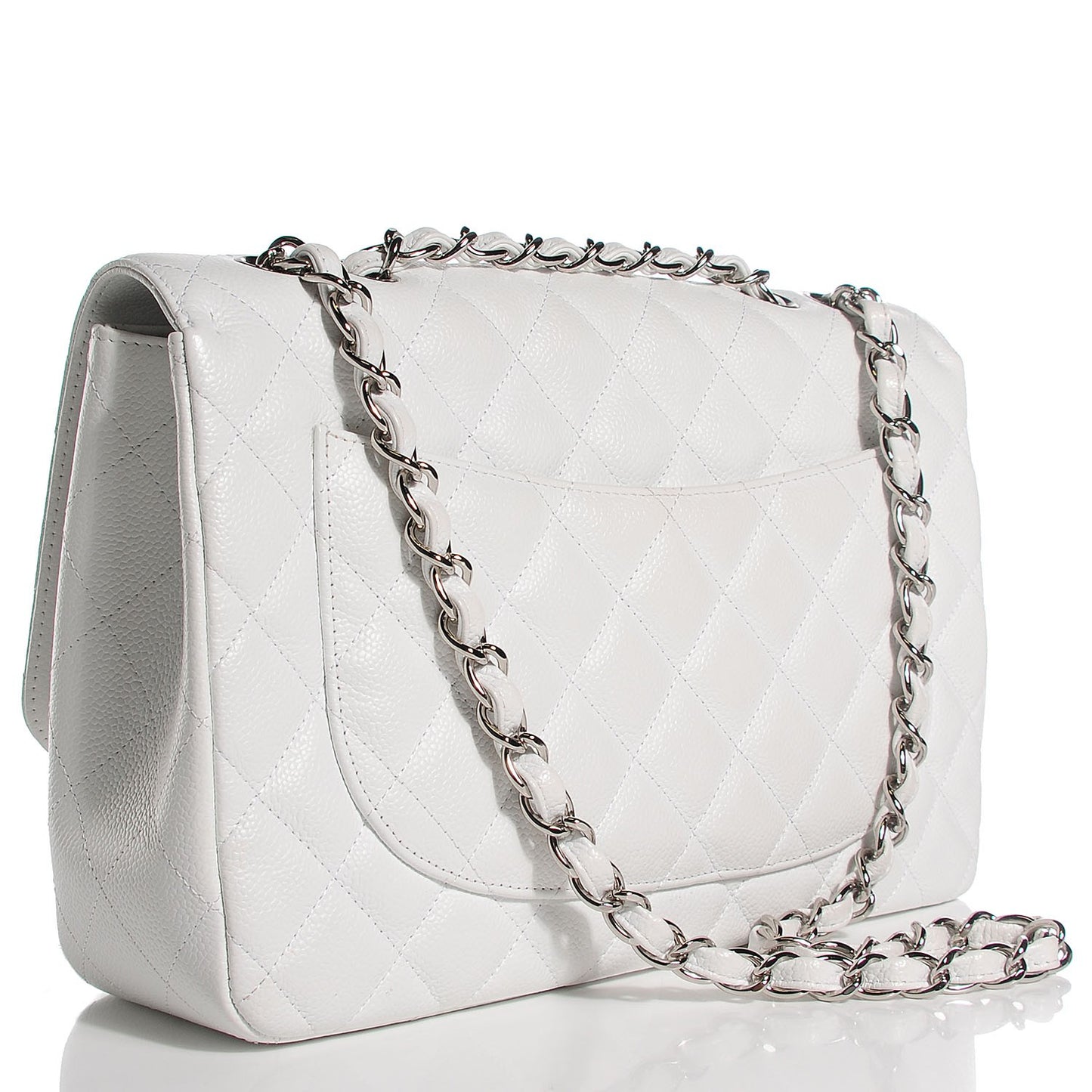 Caviar Quilted Jumbo Single Flap White