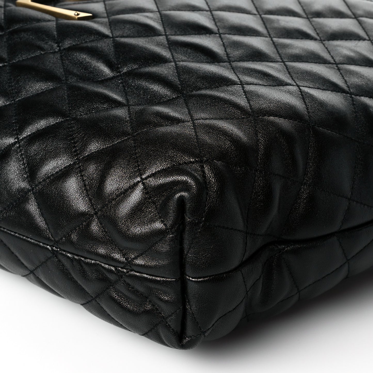 Lambskin Quilted Maxi Icare Shopping Tote Black