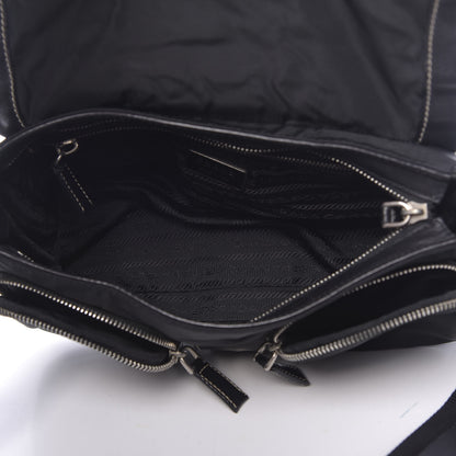 Prada Soft Calfskin Nylon Buckle Shoulder Bag Black 5 of 15