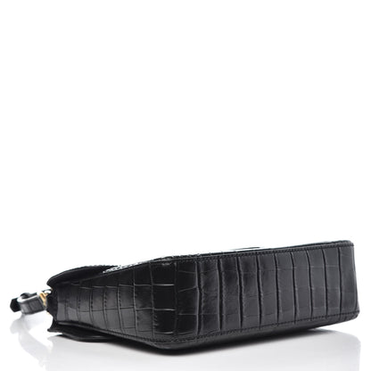 Givenchy Calfskin Crocodile Embossed Small Nobile Shoulder Bag Black 4 of 10