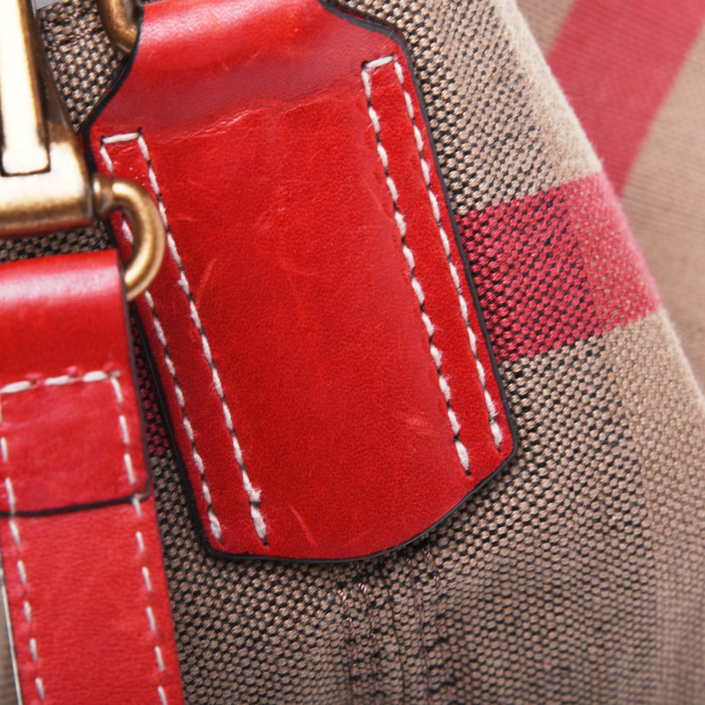 Canvas Mega Check Medium Ashby Hobo Cadmium Red