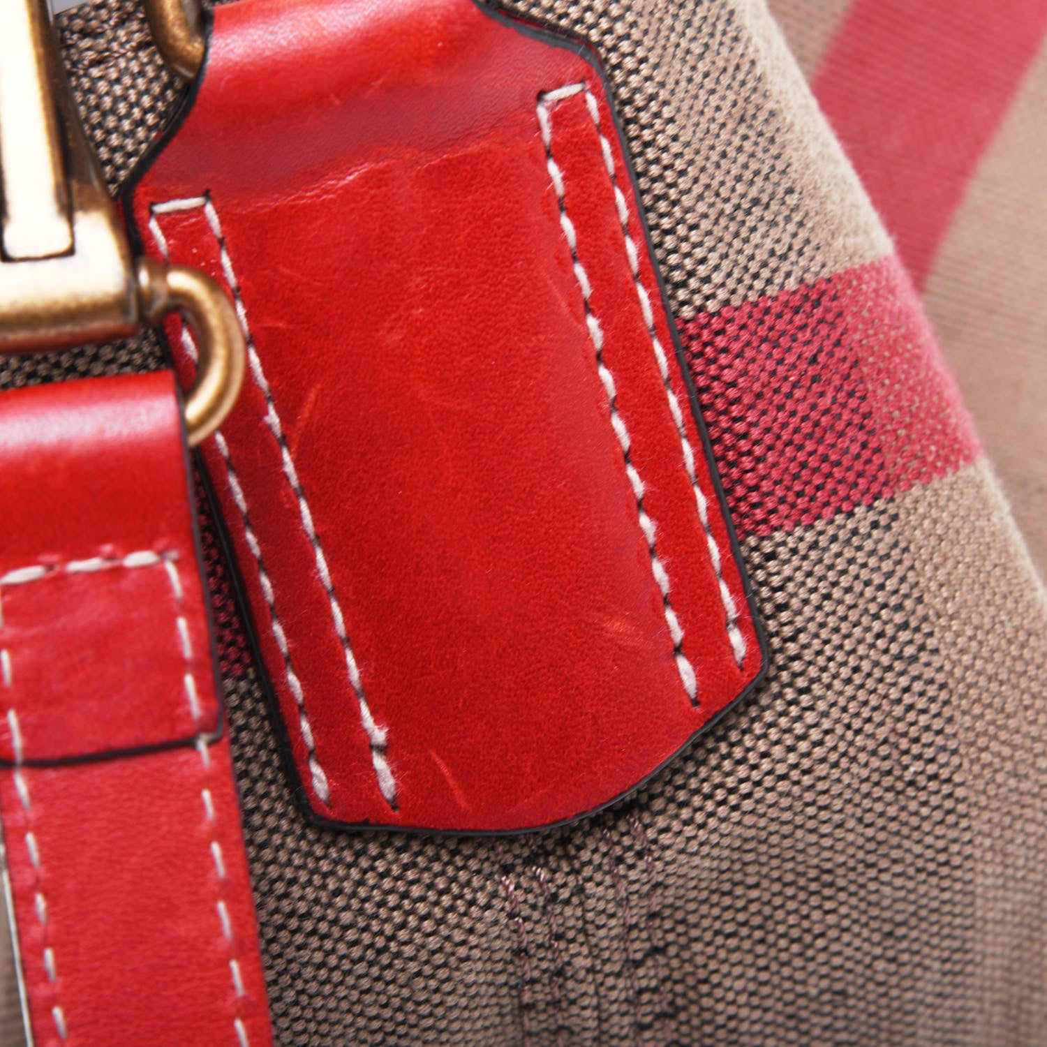 Burberry Canvas Mega Check Medium Ashby Hobo Cadmium Red 23 of 27