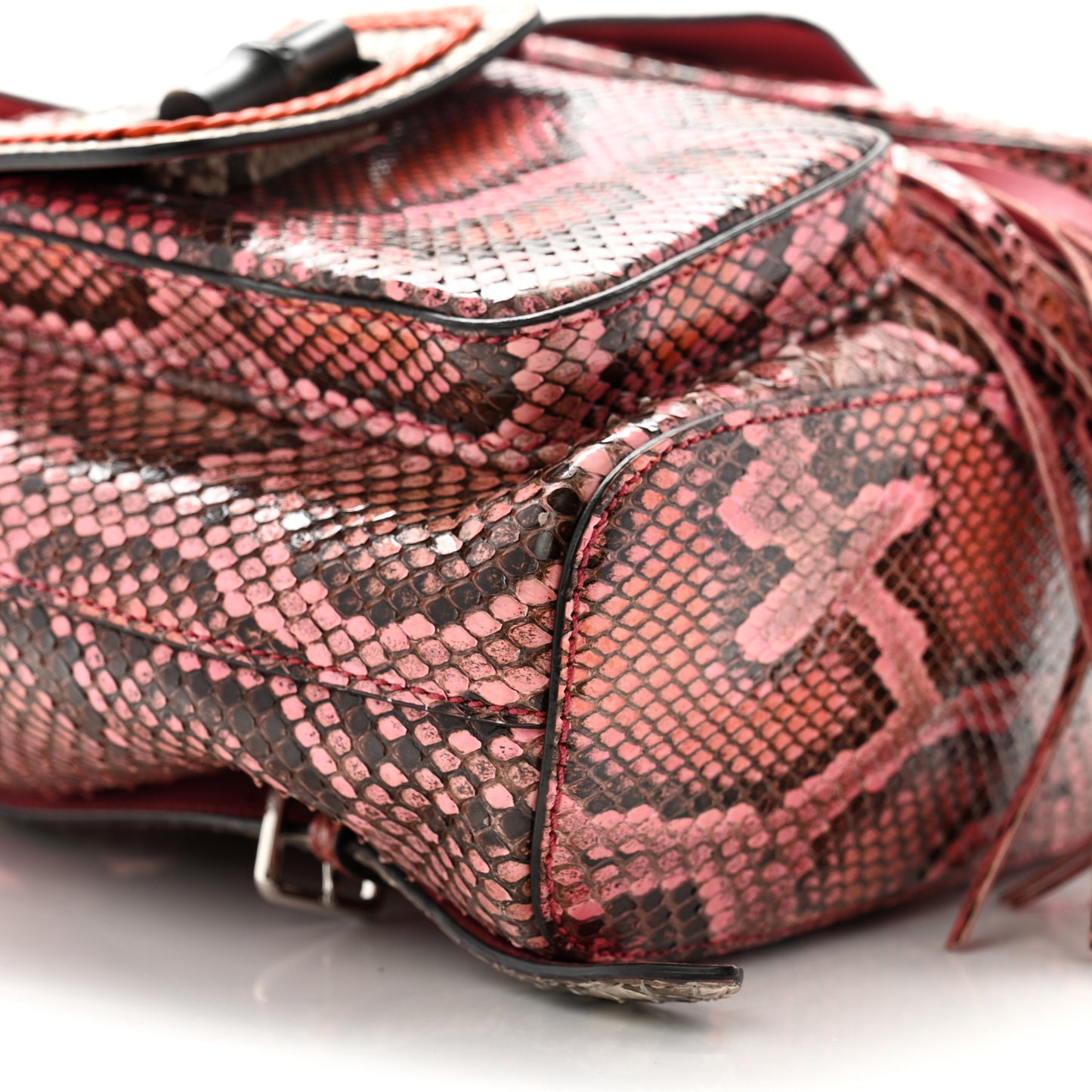 Snakeskin Medium Bamboo Backpack Pink Multicolor