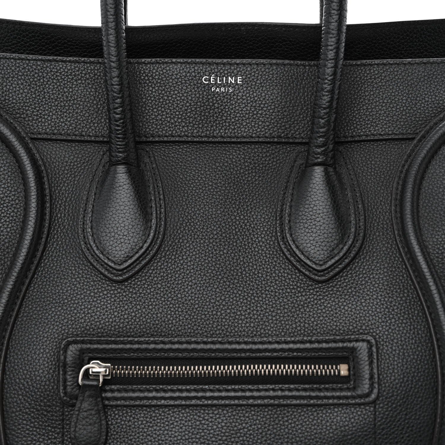 Celine Drummed Calfskin Mini Luggage Black 7 of 9