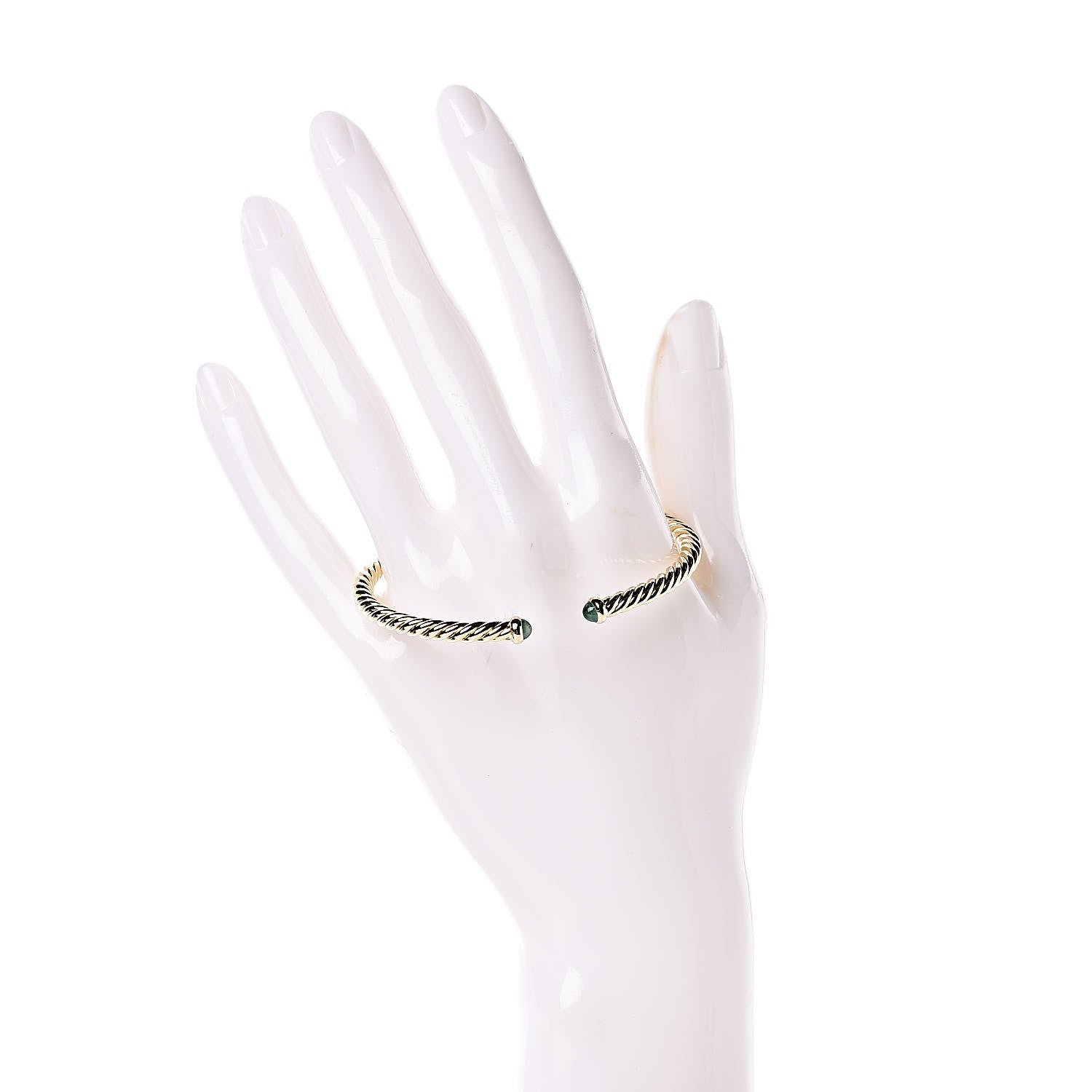 David Yurman 18K Yellow Gold Emerald 4mm Cablespira Bracelet 1 of 5