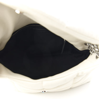 Saint Laurent Lambskin Quilted Medium Loulou Puffer Monogram Chain Satchel Blanc Vintage 5 of 10