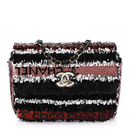 Chanel Sequin COCO Clutch With Chain Black Red 1 of 12