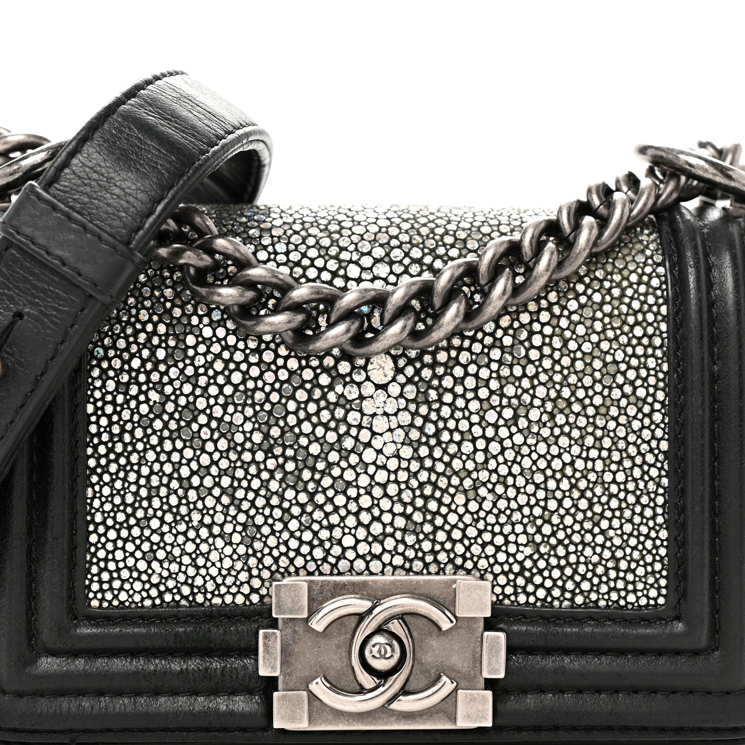 Chanel Galuchat Stingray Mini Boy Flap Black Silver 8 of 10