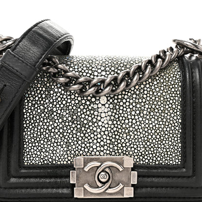 Chanel Galuchat Stingray Mini Boy Flap Black Silver 8 of 10