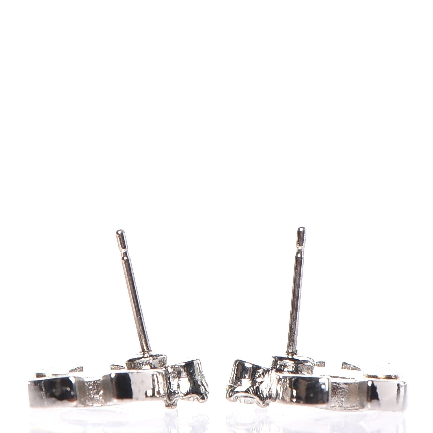 Chanel Enamel Crystal CC Earrings Beige Silver 4 of 5