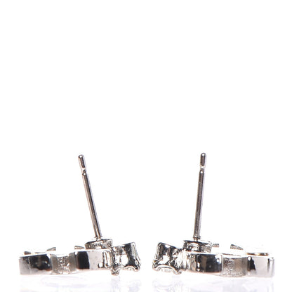 Chanel Enamel Crystal CC Earrings Beige Silver 4 of 5