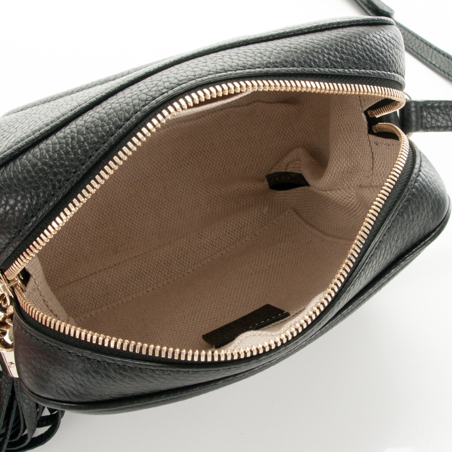 Pebbled Calfskin Small Soho Disco Bag Black