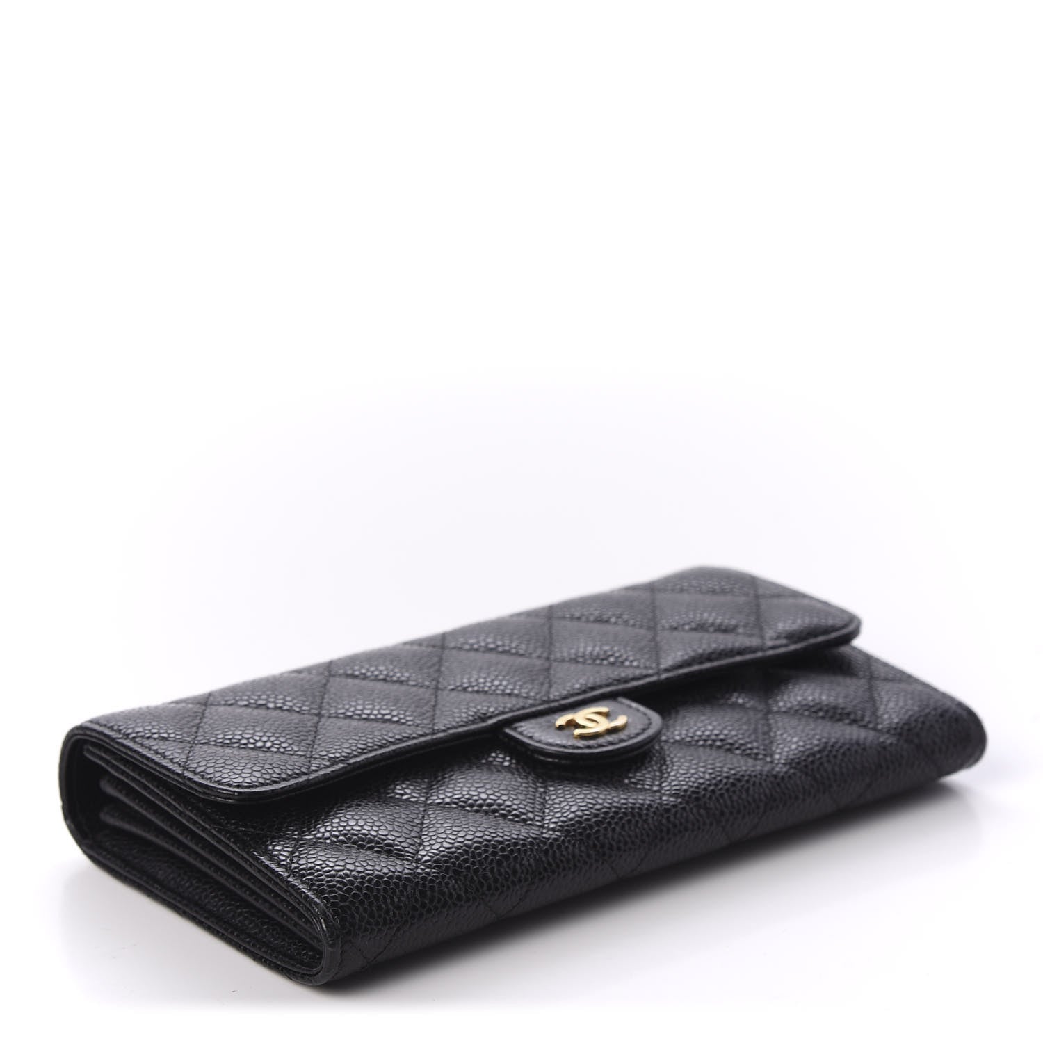 Chanel Caviar Quilted Large Gusset Flap Wallet Black 3 of 10