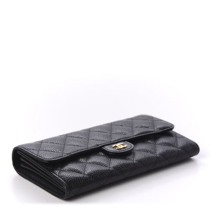 Chanel Caviar Quilted Large Gusset Flap Wallet Black 3 of 10