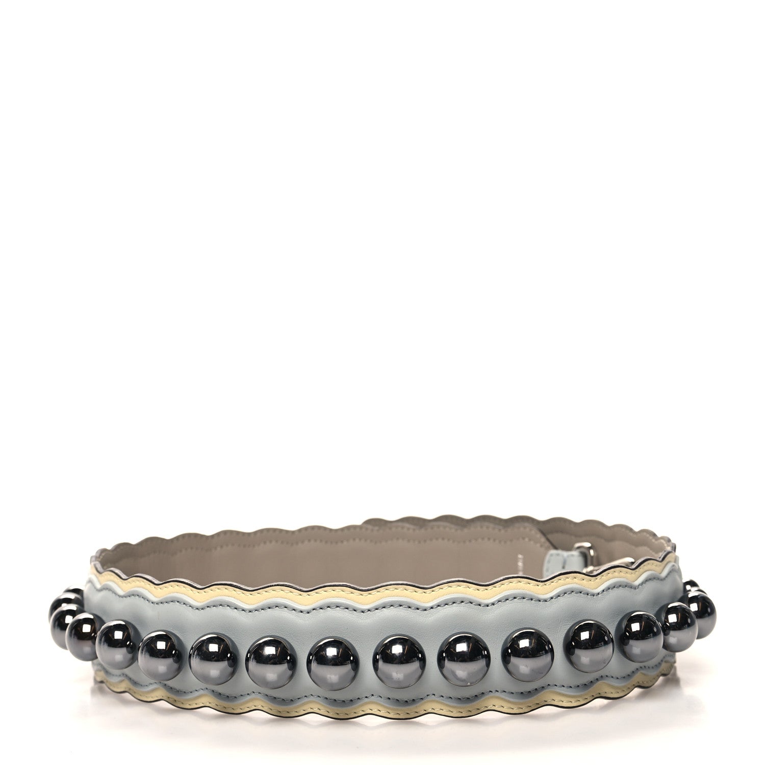 Fendi Vitello Liberty Pearl Bi-Color Scalloped Strap You Burro Grigio Perla 2 of 5