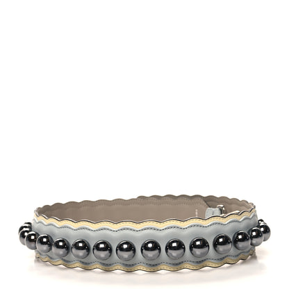 Fendi Vitello Liberty Pearl Bi-Color Scalloped Strap You Burro Grigio Perla 2 of 5