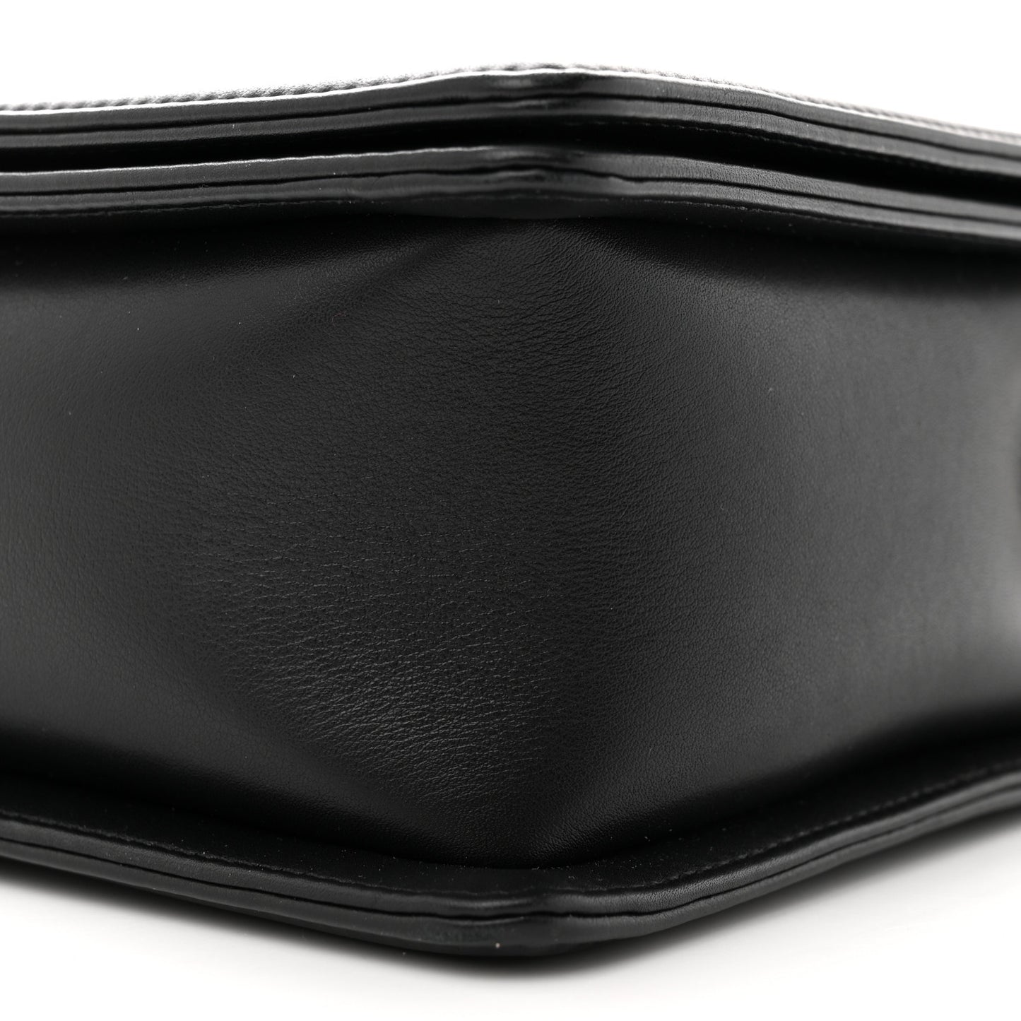 Lambskin Quilted Large Boy Flap Black