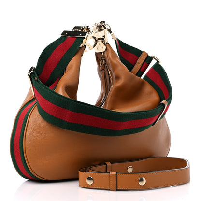Gucci Aria Calfskin Web Large Attache Shoulder Bag Dark Orange 3 of 11