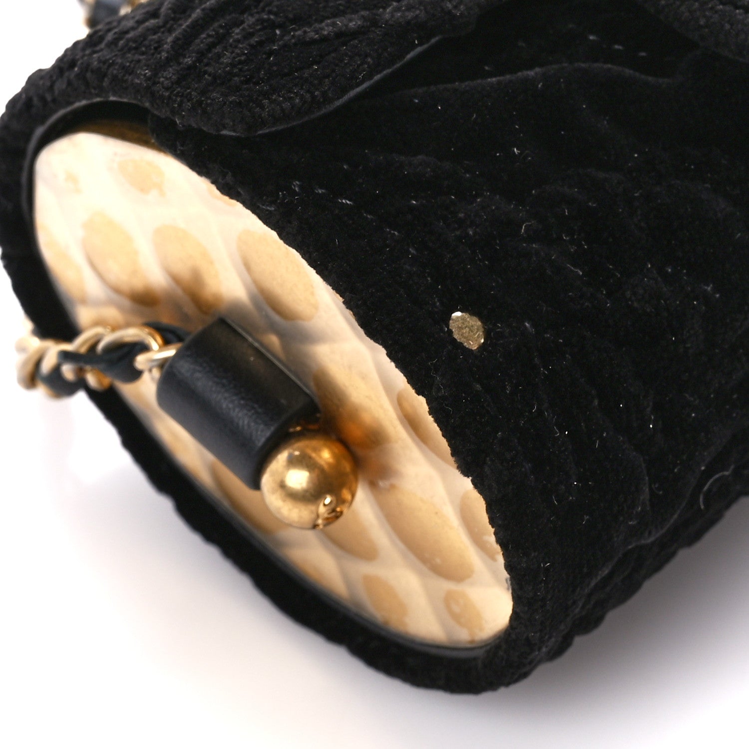 Chanel Velvet Camellia Embossed Jewel Belt Card Holder With Chain Black 9 of 10