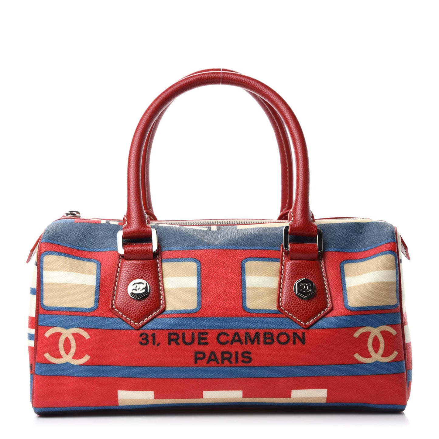 Coated Canvas Le Train Boston Bag Red
