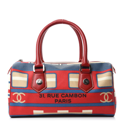Chanel Coated Canvas Le Train Boston Bag Red 1 of 10