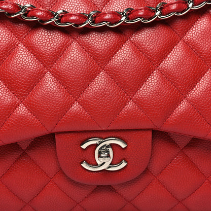 Chanel Caviar Quilted Jumbo Double Flap Red 8 of 13