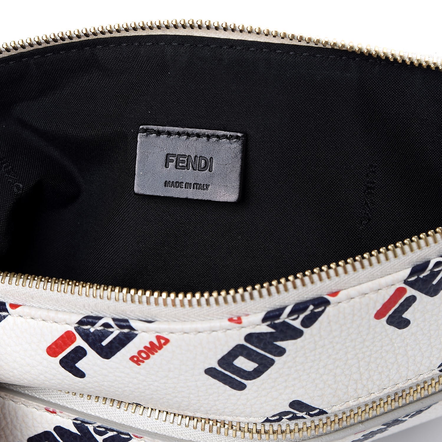Fendi X FILA Vitello Mania Large Pyramid Cosmetic Case White Blueberry 6 of 8